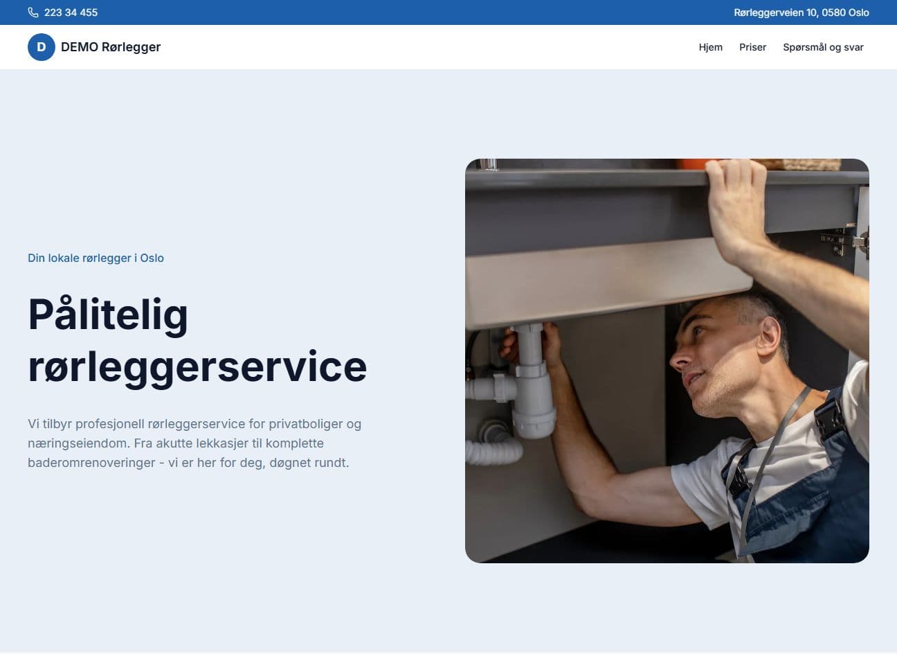 Skjermbilde av Rørlegger-demo